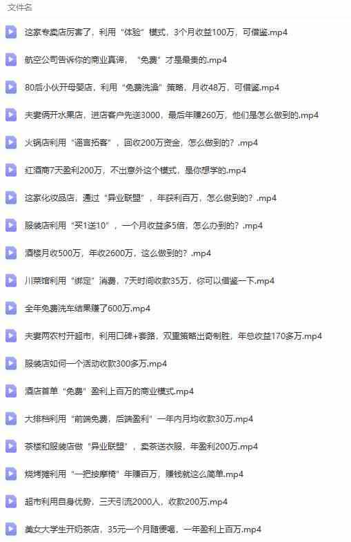 （9607期）真实有效391套商业模式，年入几十到几百万案例解析（电子书+视频+图文）